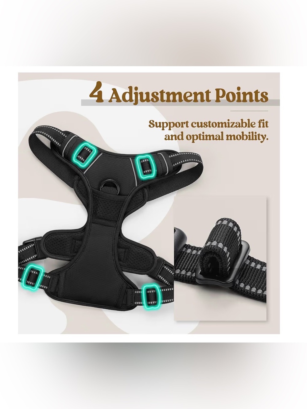 Dog Harness with 2 Leash Clips No-Pull Reflective Vest Size - Open Box - Large - Picture 5 of 9